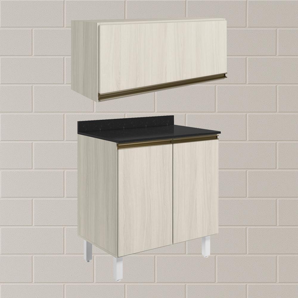 Armario Aereo E Balcao Mdf 70cm Kali Bianco Toq Bianco Toq Nicioli Bianco Toq Bianco Toq - 2