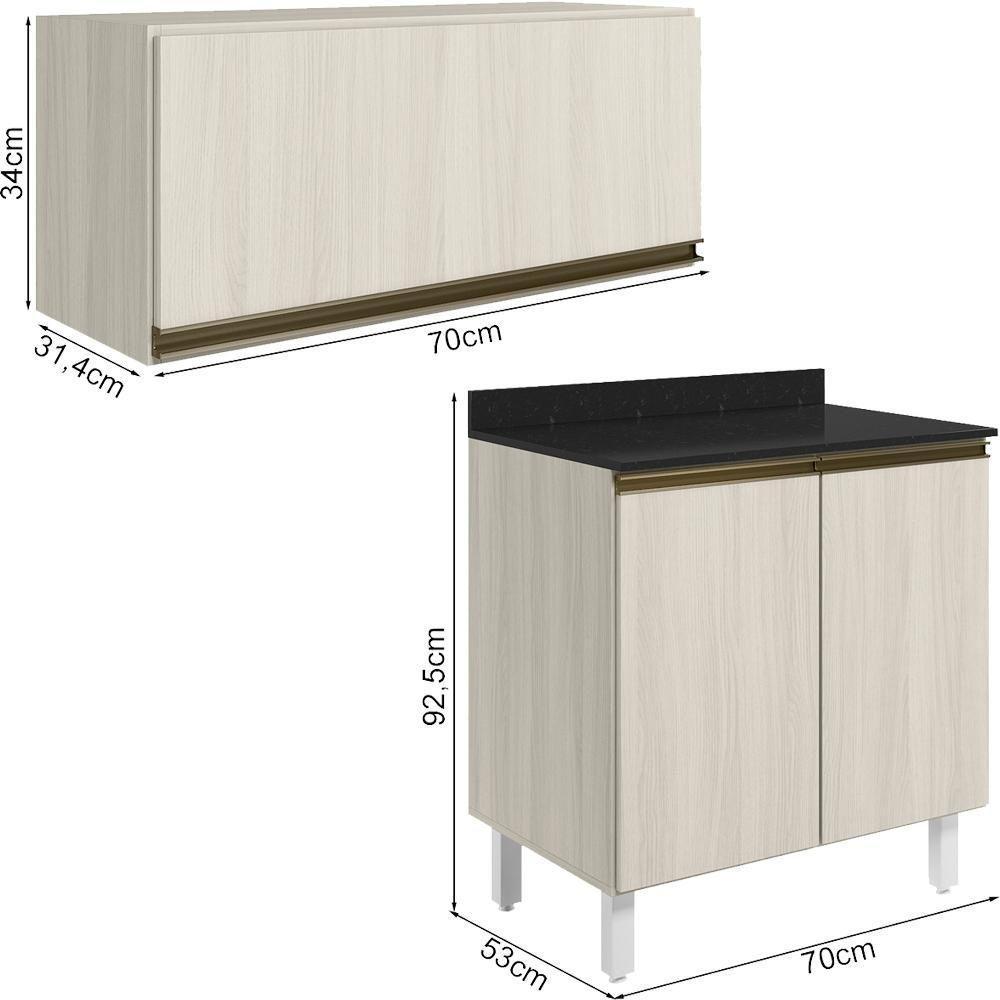 Armario Aereo E Balcao Mdf 70cm Kali Bianco Toq Bianco Toq Nicioli Bianco Toq Bianco Toq - 3