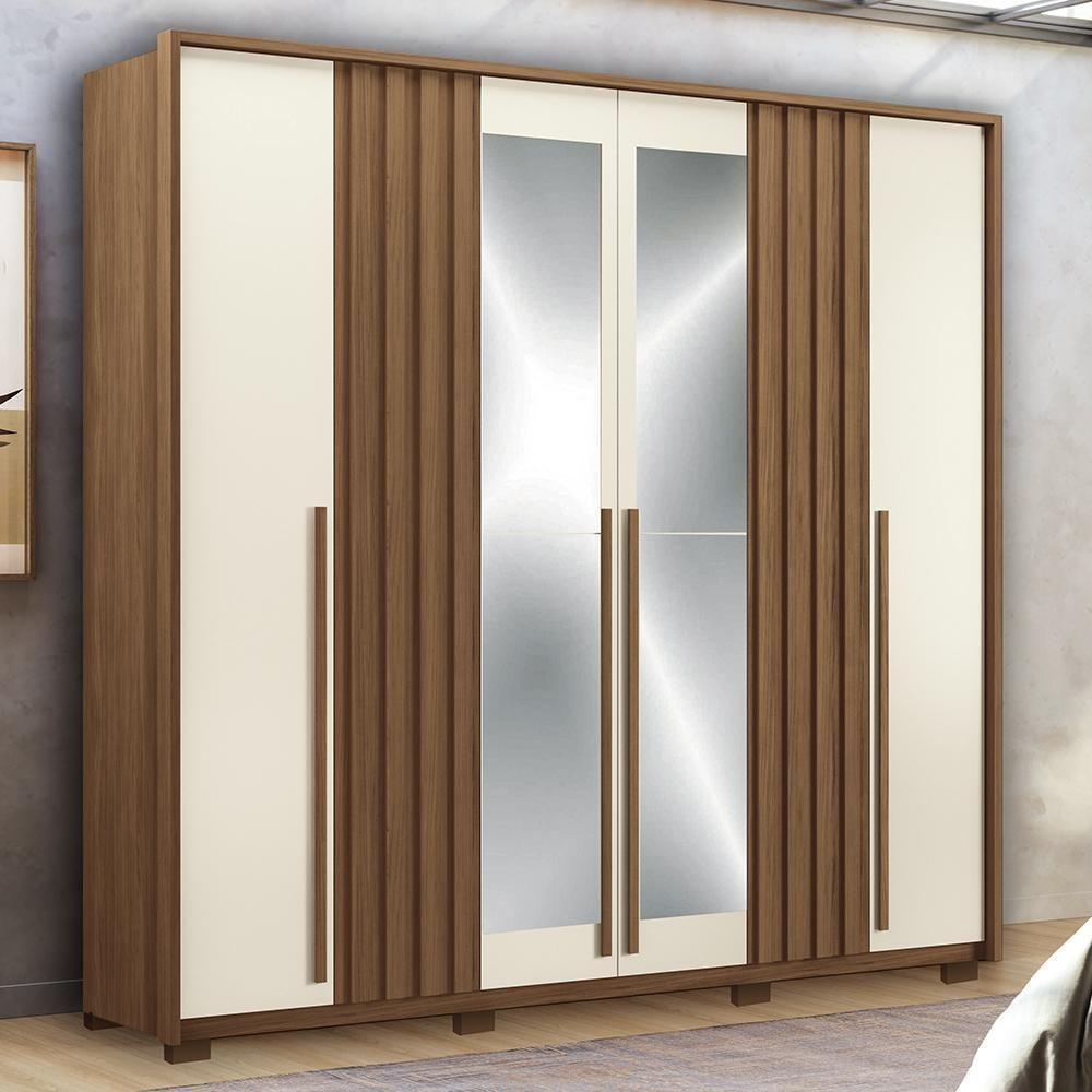 Guarda Roupa Casal Coimbra 6 Portas Jatobá-areia Com Espelho E Pés - Santos Andirá Jatobá-areia - 2