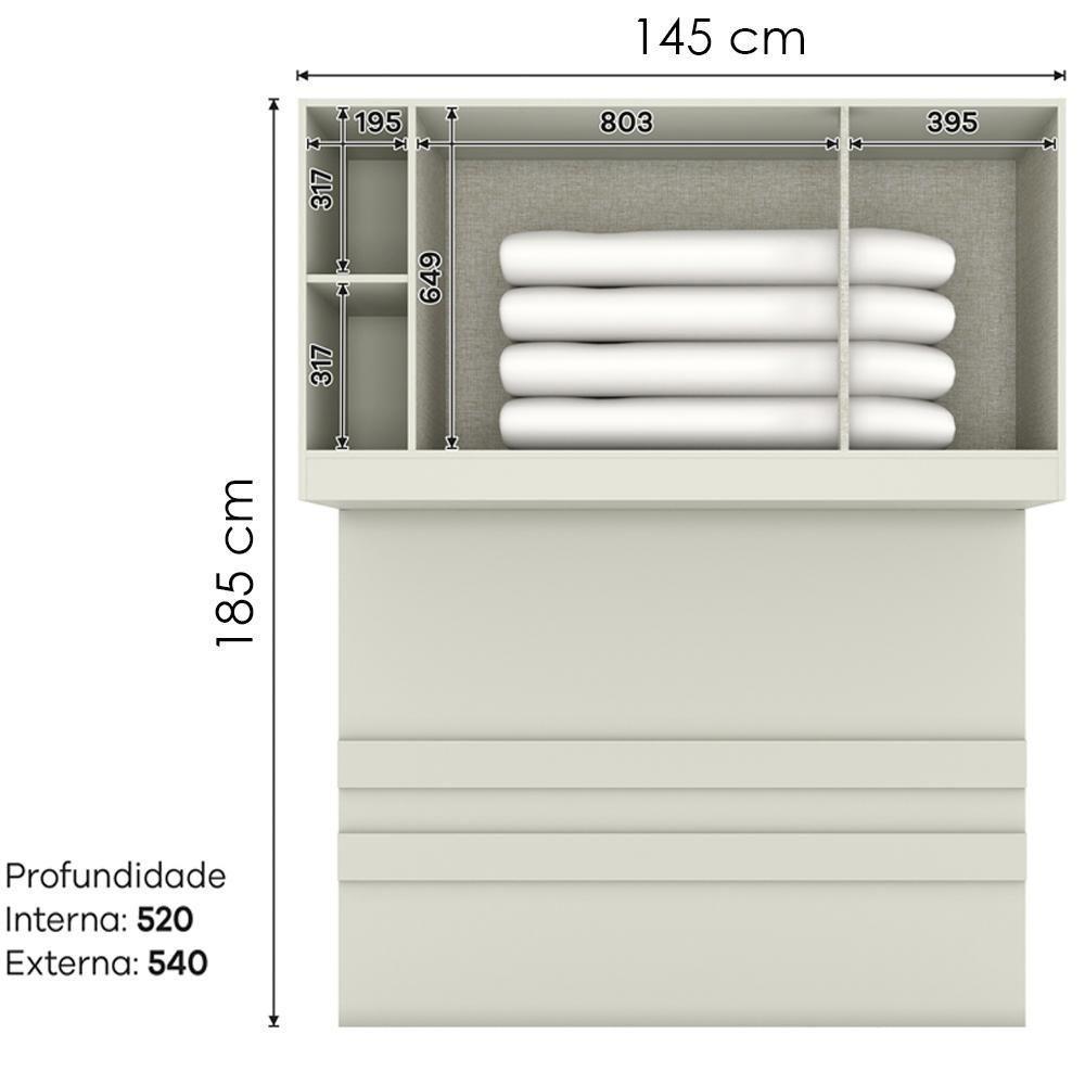Ponte Casal Modulado 3 Portas 185x145 Cm Seletto Areia Jequitiba Henn Areia Jequitiba - 3