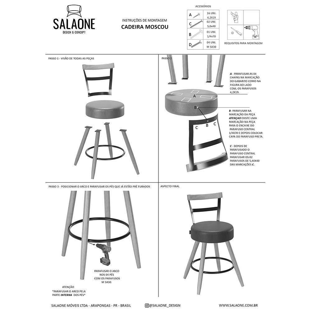 Kit 4 Cadeiras Moscou 79cm Couríssimo Amarula - Salaone Amarula - 6