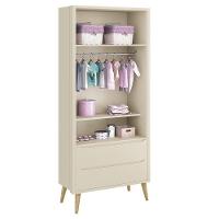 Dormitório Theo 2 Portas, Cômoda Com Porta Areia Fosco Com Pés Madeira Natural E Colchão D18 - Reller Móveis Areia Fosco - 6