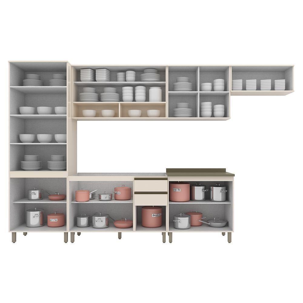 Cozinha Completa Connect 6 Peças Off White Com Cristaleira - Móveis Henn Off White - 3