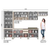 Cozinha Completa Connect 6 Peças Off White Com Cristaleira - Móveis Henn Off White - 4