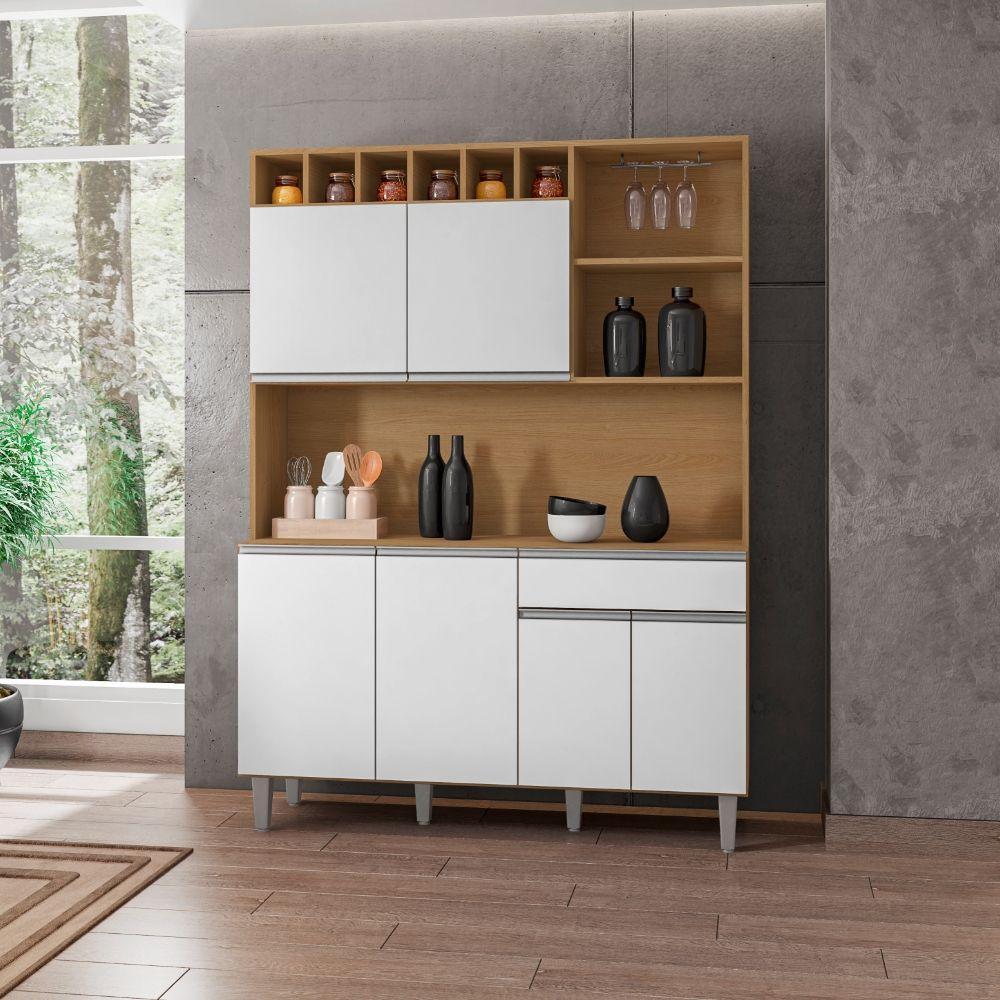 Kit Armário Cozinha Compacta Alice 6 Portas Amendoa Branco Ajl - 5