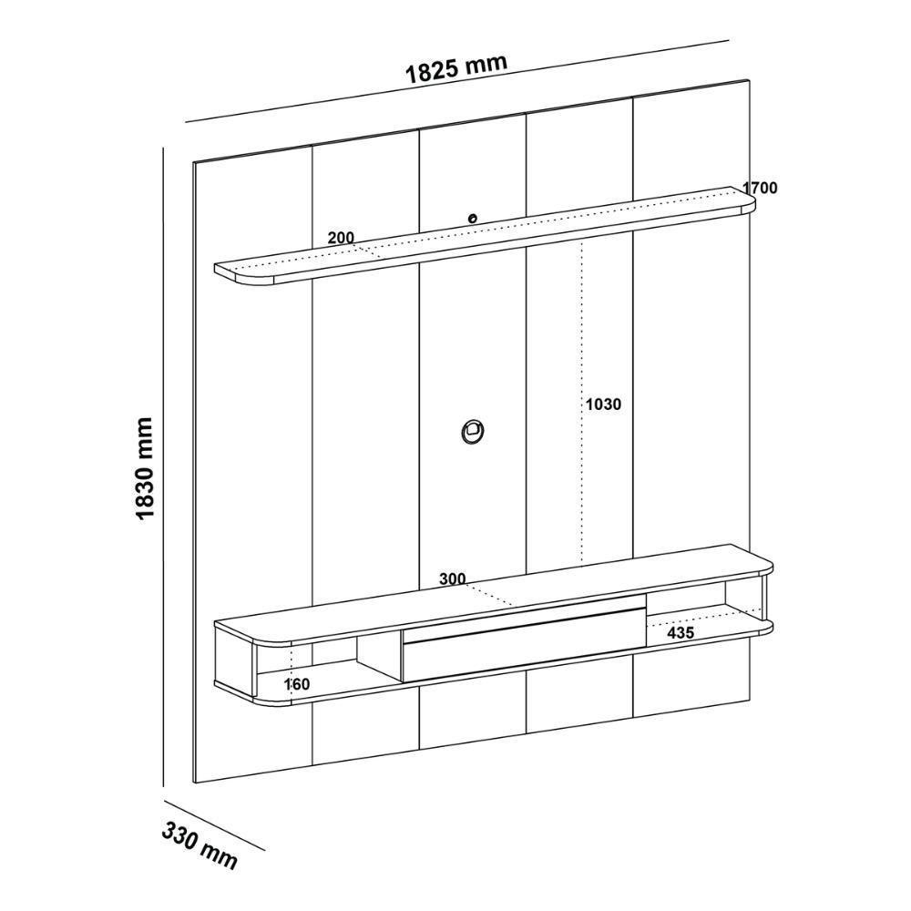 Painel Com Suporte Para Tv Até 75 Polegadas Com Led E 1 Porta Multimóveis Cr45314 Cinamomo-off White - 4