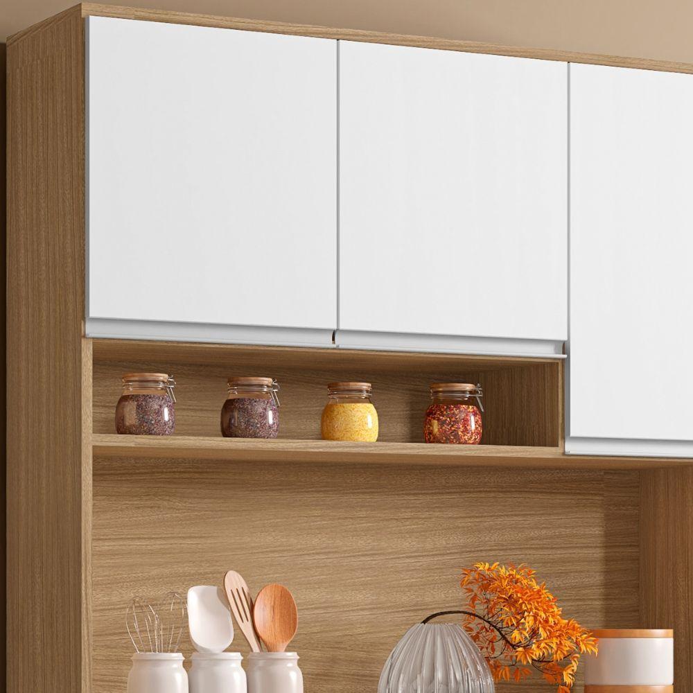 Kit Armário Cozinha Compacta Márcia 6 Portas Amendoa Branco Ajl - 4