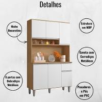 Kit Armário Cozinha Compacta Márcia 6 Portas Amendoa Branco Ajl - 3
