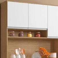 Kit Armário Cozinha Compacta Márcia 6 Portas Amendoa Branco Ajl