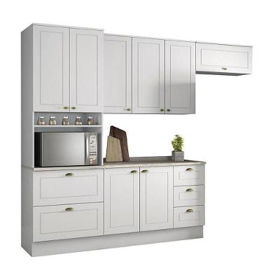 Cozinha Modulada Americana Completa 8 Portas 5 Gavetas MDF 271.5cm Branco