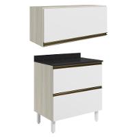 Armario Aereo E Balcao 2 Gavetas Mdf Kali Bianco Toq Branco Uv Nicioli Bianco Toq Branco Uv - 1