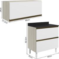 Armario Aereo E Balcao 2 Gavetas Mdf Kali Bianco Toq Branco Uv Nicioli Bianco Toq Branco Uv - 3