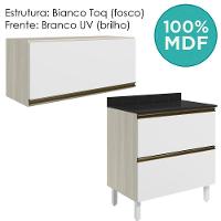 Armario Aereo E Balcao 2 Gavetas Mdf Kali Bianco Toq Branco Uv Nicioli Bianco Toq Branco Uv