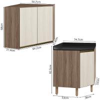 Armario E Balcao Canto Obliquo 75cm Mdf Kali Carvalho Toq Bianco Toq Nicioli Carvalho Toq Bianco Toq - 3