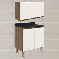 Armario Aereo E Balcao Mdf 60cm Kali Carvalho Toq Off White Cetim Nicioli Carvalho Toq Off White Cetim - 2