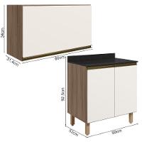 Armario Aereo E Balcao Mdf 60cm Kali Carvalho Toq Off White Cetim Nicioli Carvalho Toq Off White Cetim - 3