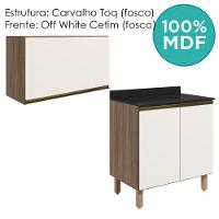 Armario Aereo E Balcao Mdf 60cm Kali Carvalho Toq Off White Cetim Nicioli Carvalho Toq Off White Cetim