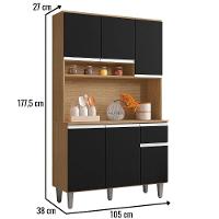 Kit Armário Cozinha Compacta Márcia 6 Portas Amendoa Preto Ajl - 3