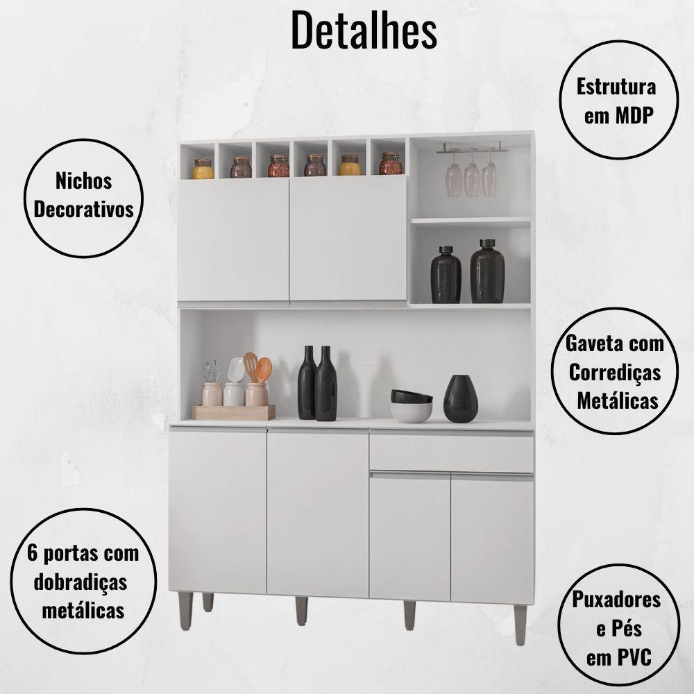 Kit Armário Cozinha Compacta Alice 6 Portas Branco Ajl - 3