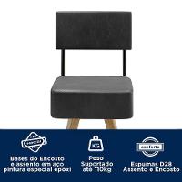 Kit 4 Banquetas Barcelona 96cm Couríssimo Preto - Salaone Preto - 3