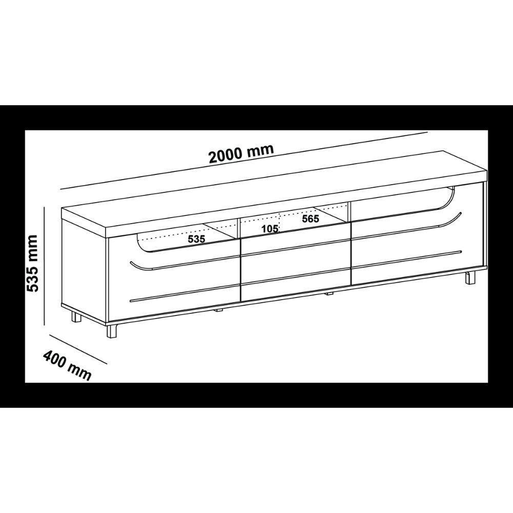 Rack Para Tv Até 75 Polegadas 200cm 2 Portas 1 Gaveta Multimóveis Cr45325 Carvalho/grafite Carvalho/grafite - 4