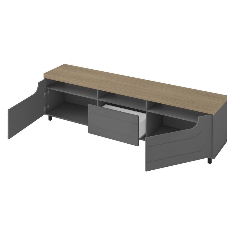 Rack Para Tv Até 75 Polegadas 200cm 2 Portas 1 Gaveta Multimóveis Cr45325 Carvalho/grafite Carvalho/grafite - 5