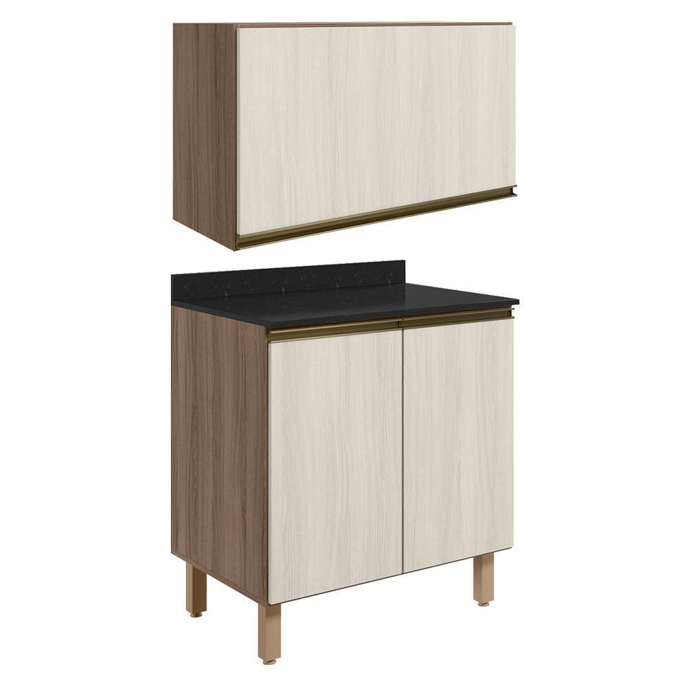 Armario Aereo E Balcao Mdf 60cm Kali Carvalho Toq Bianco Toq Nicioli Carvalho Toq Bianco Toq - 1