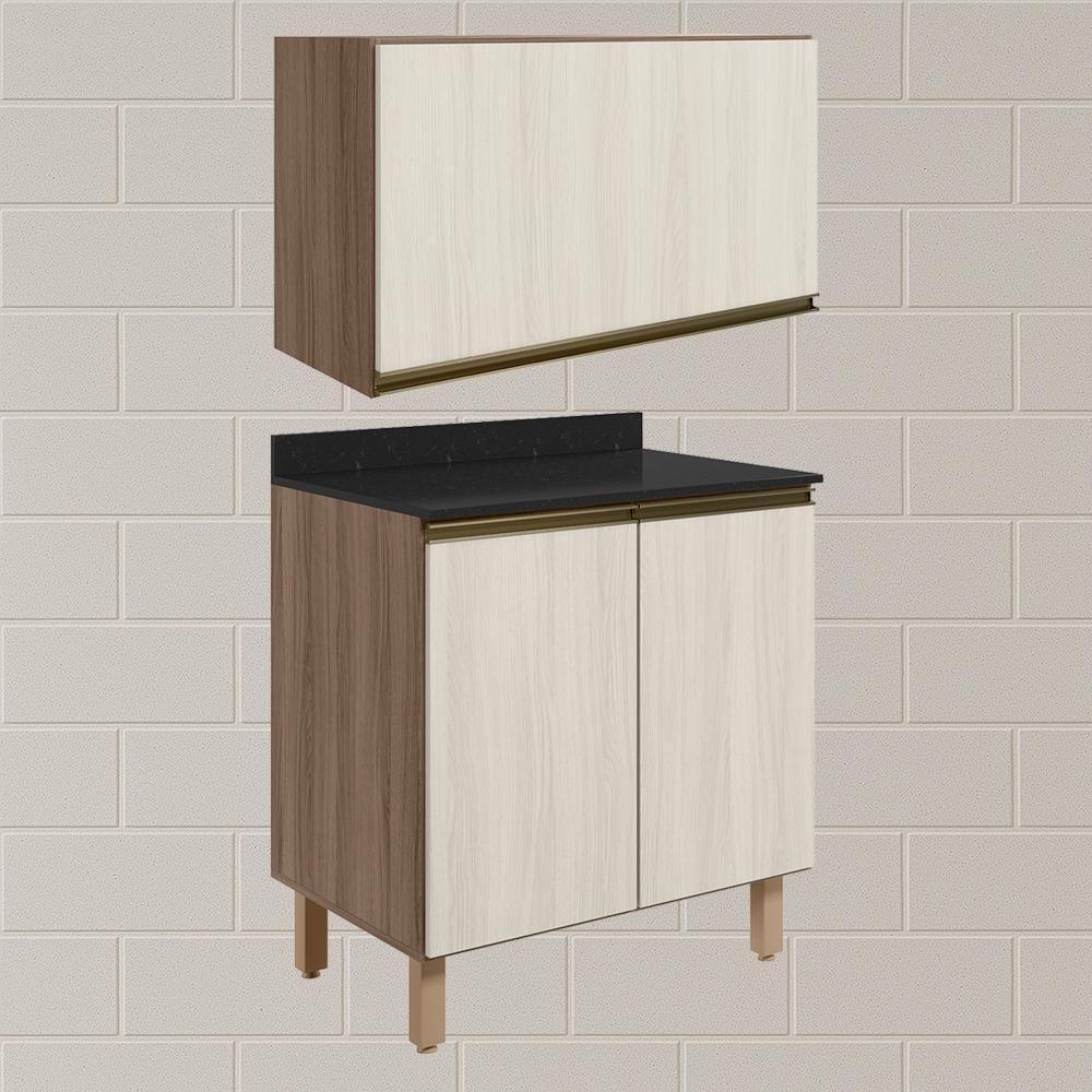 Armario Aereo E Balcao Mdf 60cm Kali Carvalho Toq Bianco Toq Nicioli Carvalho Toq Bianco Toq - 2