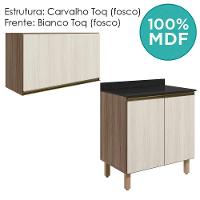 Armario Aereo E Balcao Mdf 60cm Kali Carvalho Toq Bianco Toq Nicioli Carvalho Toq Bianco Toq