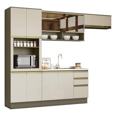 Cozinha Modulada Connect 4 Portas 2 Gavetas MDF 271.5cm Bege com Torre Quente