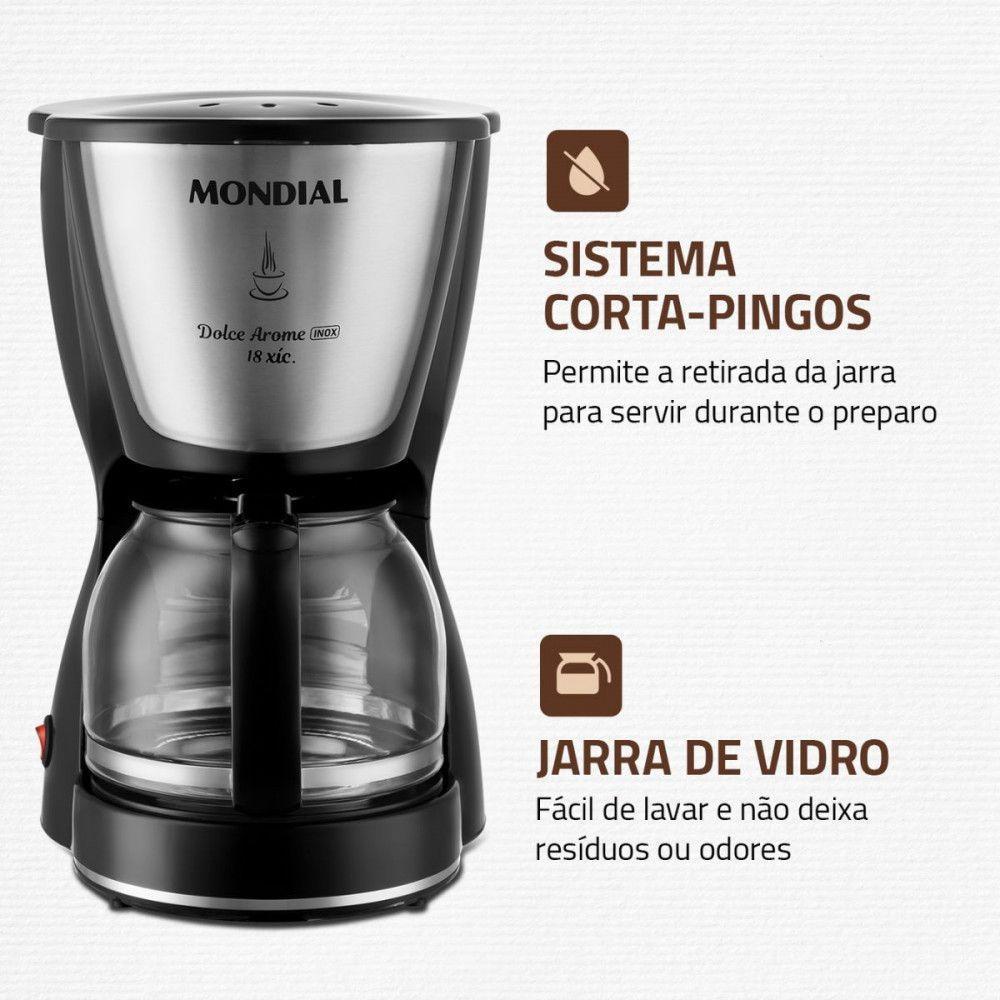 Cafeteira Elétrica Mondial Dolce Arome 550w C-30-18X Preto/inox 220V - 3