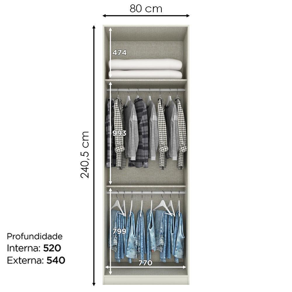 Guarda Roupa Modulado 2 Portas 241x80 Cm Seletto Areia Henn Areia - 3
