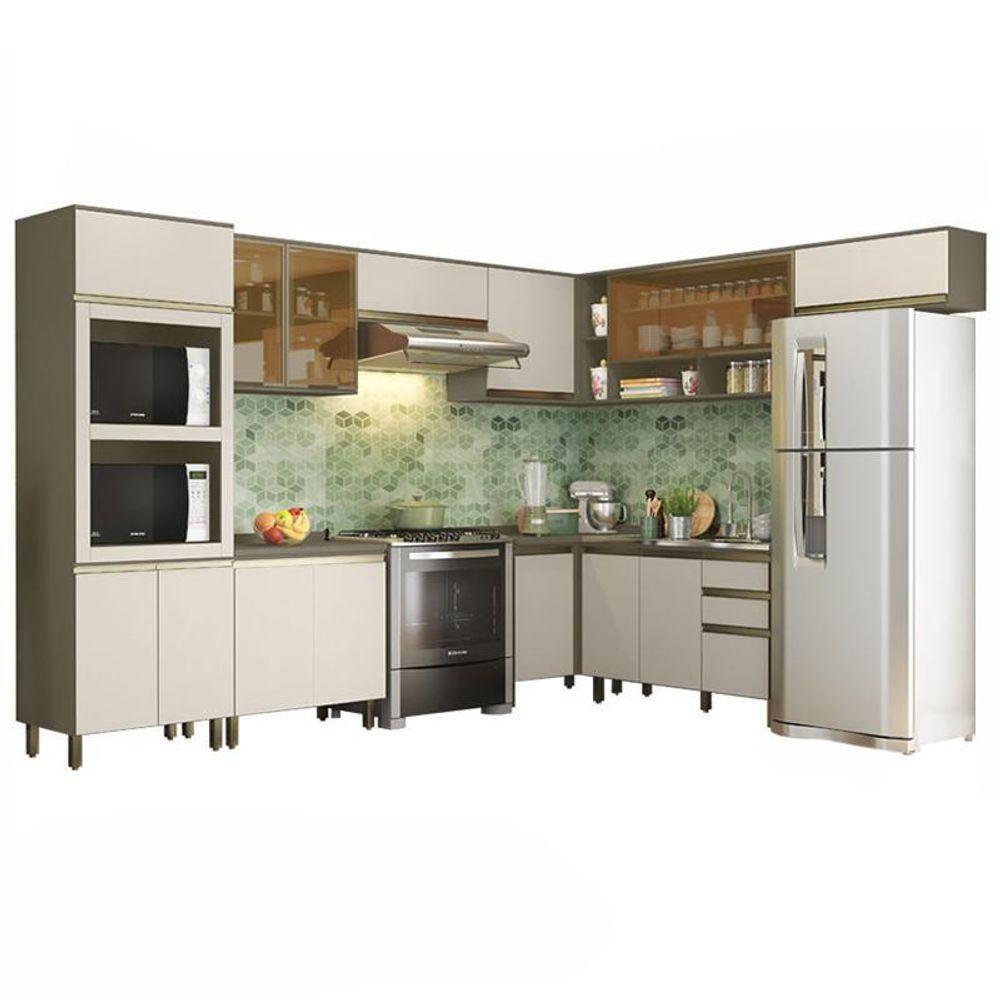 Cozinha Completa De Canto 9 Peças Connect Duna-cristal Com Torre Quente 2 Fornos - Móveis Henn Duna-cristal - 1