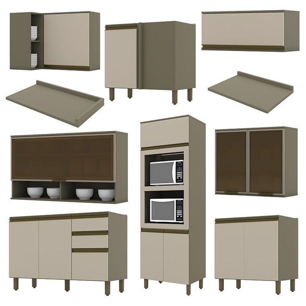 Cozinha Completa De Canto 9 Peças Connect Duna-cristal Com Torre Quente 2 Fornos - Móveis Henn Duna-cristal - 3