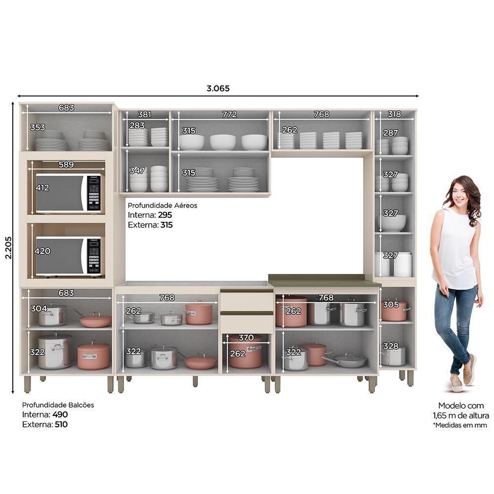 Cozinha Completa Connect 6 Peças Off White Com Paneleiro - Móveis Henn Off White - 4