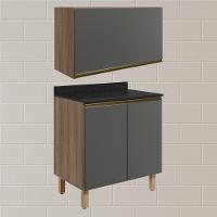 Armario Aereo E Balcao Mdf 60cm Kali Carvalho Toq Chumbo Nicioli Carvalho Toq Chumbo - 6