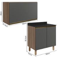 Armario Aereo E Balcao Mdf 60cm Kali Carvalho Toq Chumbo Nicioli Carvalho Toq Chumbo - 8