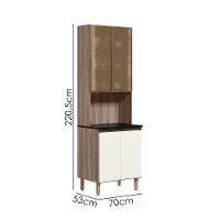 Paneleiro Duplo 4p Vidro 70cm Mdf Kali 18340 Carvalho Toq Off White Cetim Nicioli Carvalho Toq Off White Cetim - 3