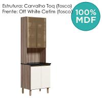 Paneleiro Duplo 4p Vidro 70cm Mdf Kali 18340 Carvalho Toq Off White Cetim Nicioli Carvalho Toq Off White Cetim