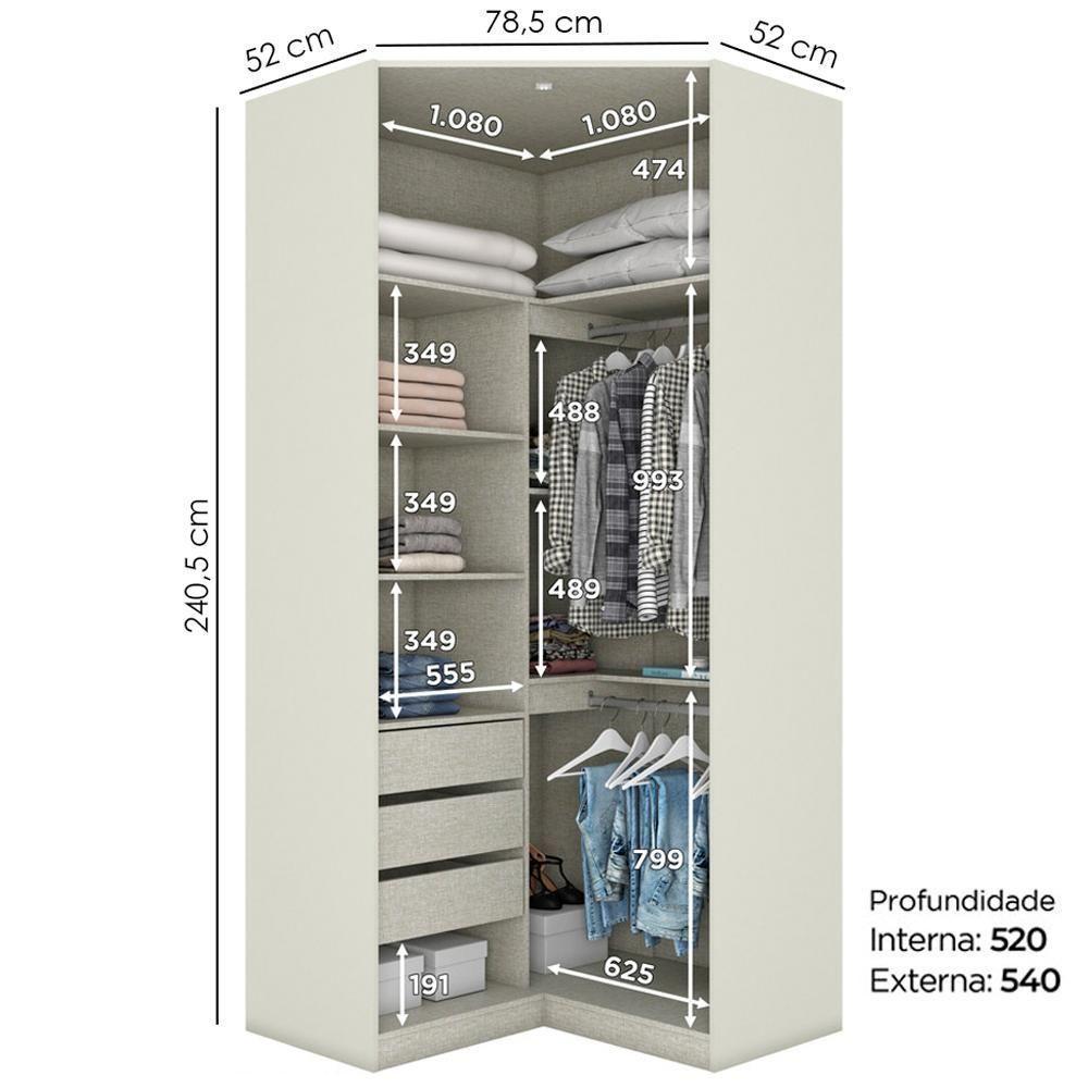 Canto Closet Modulado 2 Portas 241x110 Cm Seletto Areia Henn Areia - 3