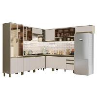 Cozinha Completa De Canto 10 Peças Connect Duna-cristal Com Cristaleira E Aéreo Vidro - Móveis Henn Duna-cristal - 1