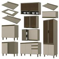 Cozinha Completa De Canto 10 Peças Connect Duna-cristal Com Cristaleira E Aéreo Vidro - Móveis Henn Duna-cristal - 3