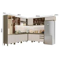 Cozinha Completa De Canto 10 Peças Connect Duna-cristal Com Cristaleira E Aéreo Vidro - Móveis Henn Duna-cristal - 5