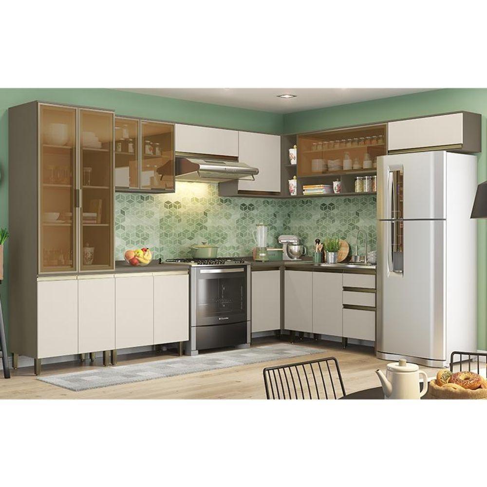 Cozinha Completa De Canto 9 Peças Connect Duna-cristal Com Cristaleira - Móveis Henn Duna-cristal - 2