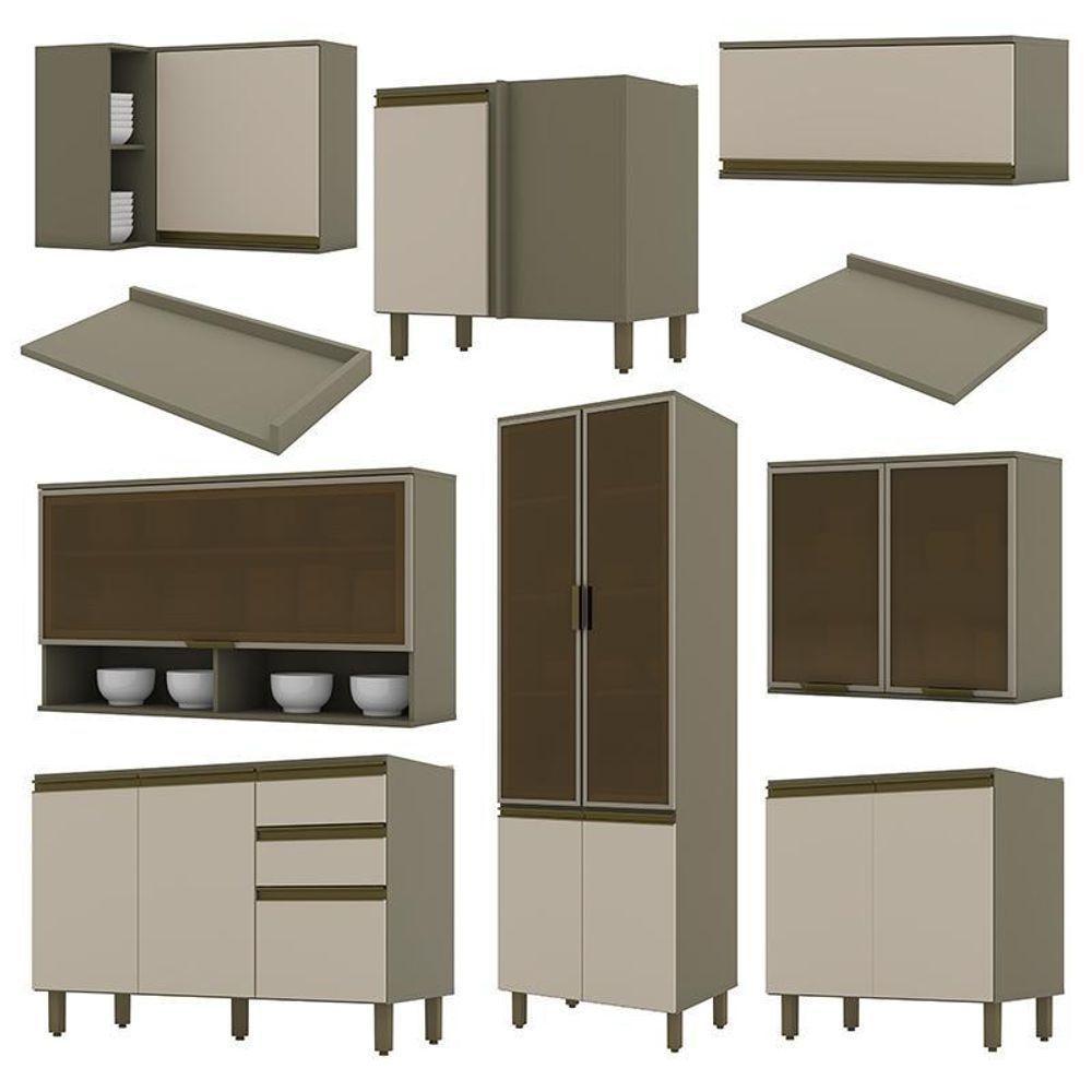 Cozinha Completa De Canto 9 Peças Connect Duna-cristal Com Cristaleira - Móveis Henn Duna-cristal - 3