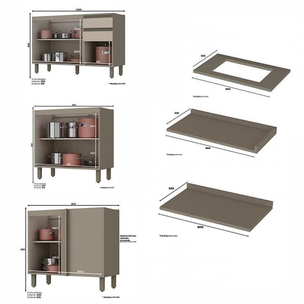 Cozinha Completa De Canto 9 Peças Connect Duna-cristal Com Aéreo Vidro Basculante - Móveis Henn Duna-cristal - 6