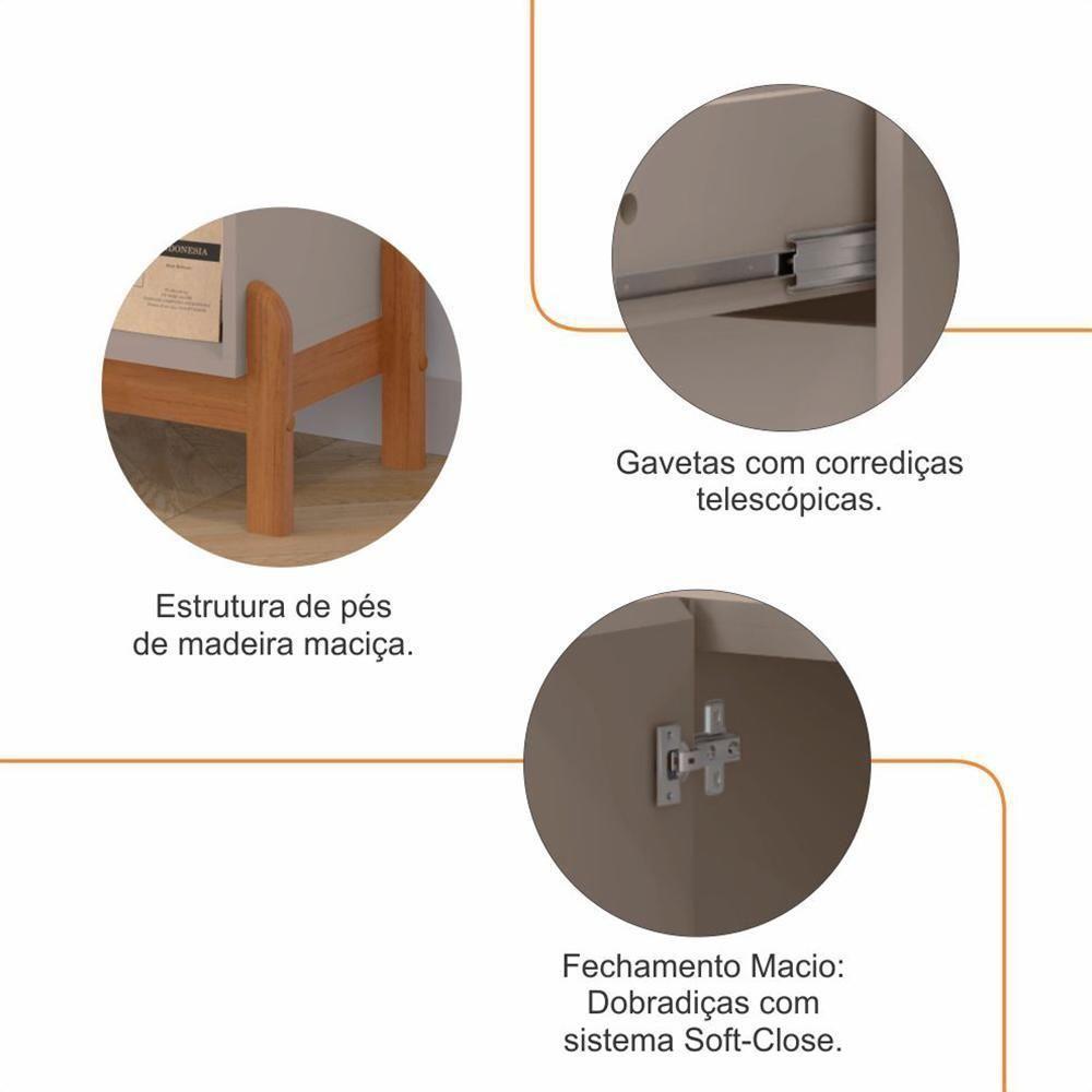 Aparador Cantinho Do Café Bari 1 Porta E 1 Gaveta Off White-cedro - Casa D Off White-cedro - 4