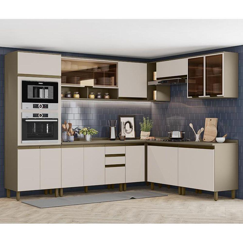 Cozinha Completa De Canto 9 Peças Connect Duna-cristal Com Torre Quente E Aéreo Vidro - Móveis Henn Duna-cristal - 2