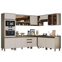 Cozinha Completa De Canto 9 Peças Connect Duna-cristal Com Torre Quente E Aéreo Vidro - Móveis Henn Duna-cristal - 1