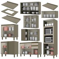 Cozinha Completa De Canto 9 Peças Connect Duna-cristal Com Torre Quente E Aéreo Vidro - Móveis Henn Duna-cristal